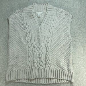 H&M Womens Size XS Extra Small Off White Sleeveless V-Neck Sweater Vest